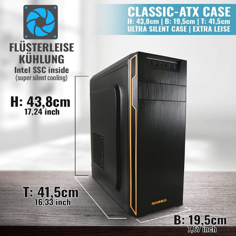 GREED® Basic PC mit Intel Core i5 4590 - Schneller Rechner + Computer für Büro & Home Office mit 3,7