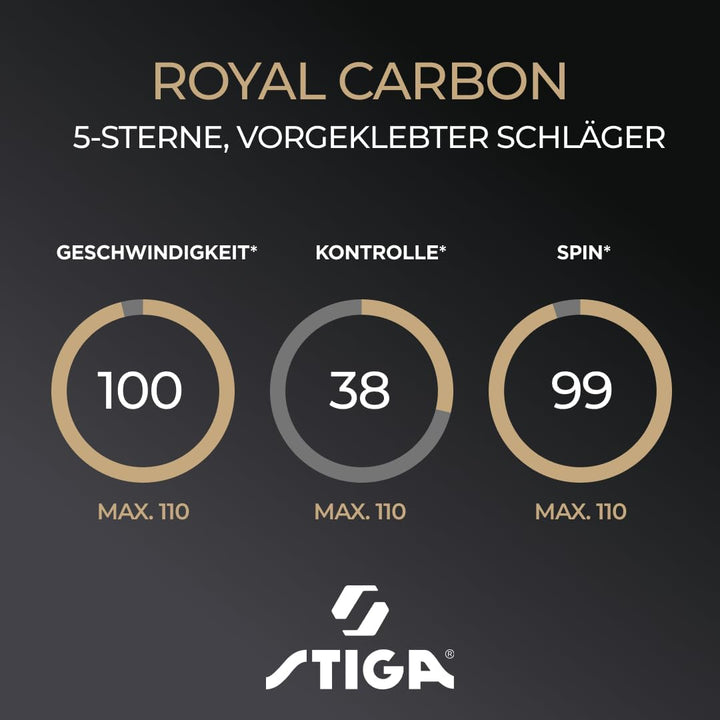 STIGA Royal 5 Sterne Tischtennis Schläger Pro Carbon,, Single