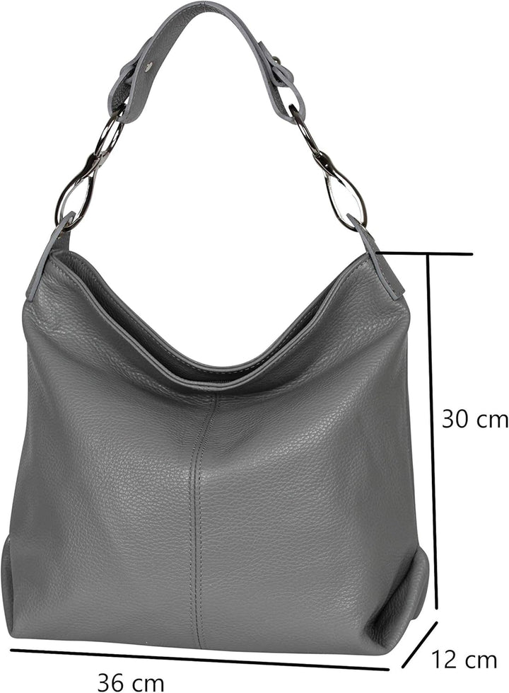 AmbraModa GL033 - Damen echt Ledertasche Handtasche Schultertasche Henkeltasche Beutel Aquamarin, Aq