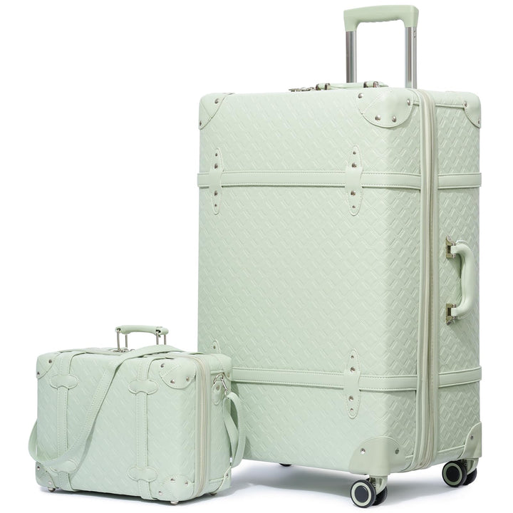 Urecity Vintage Reisekoffer Set 2 Teilig Leicht Retro Lederkoffer Hartschale Trolley Handgepäck Sets