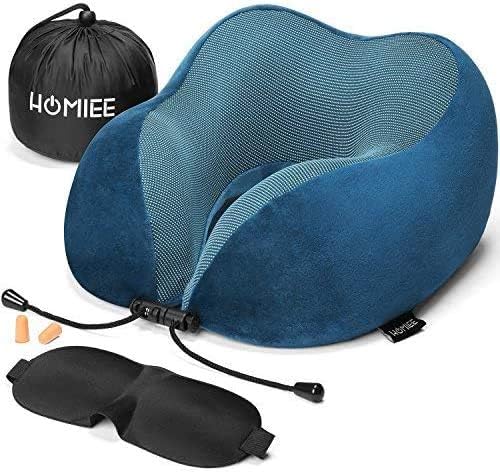 HOMIEE Reise Nackenkissen, Orthopädisches Nackenkissen Schlafen Memory Foam Stoff Ergonomisches Nack