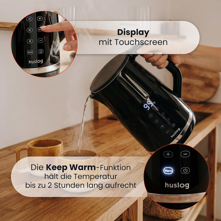 Elektrischer Wasserkocher mit Temperaturanzeige 1,7L 2200W Warmhaltefunktion 4 Temperaturprogramme T