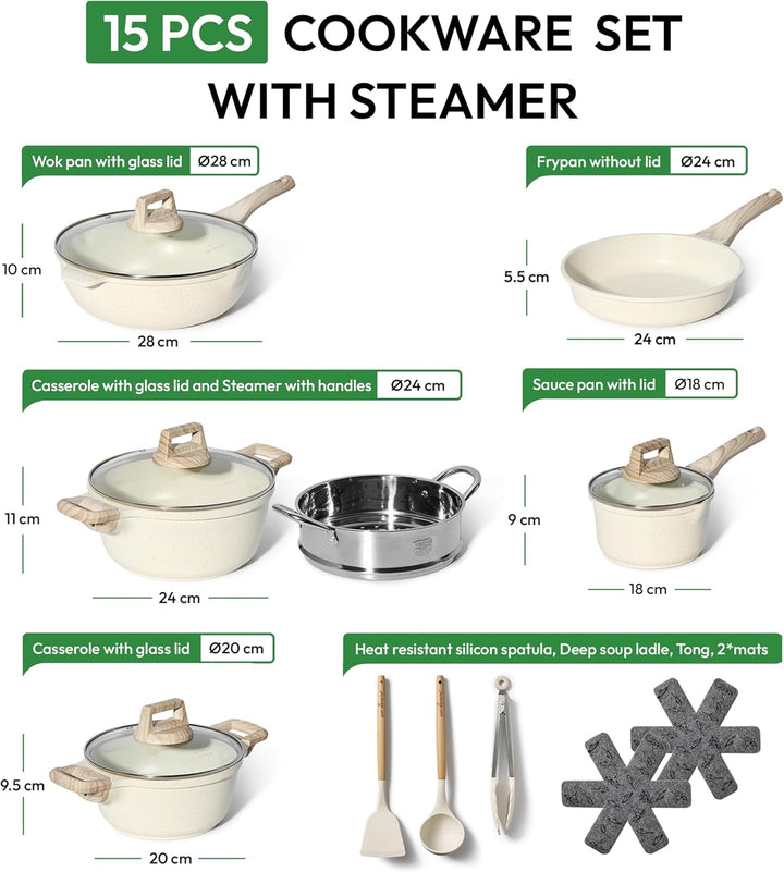 JUST PERFECTO Topfset Induktion - Pfannenset mit deckel - Pfanne 24cm, Bratpfanne 28 cm - kochtopf s
