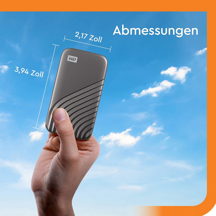 WD My Passport SSD 4 TB mobiler SSD Speicher (NVMe-Technologie, USB-C und USB 3.2 Gen-2 kompatibel,