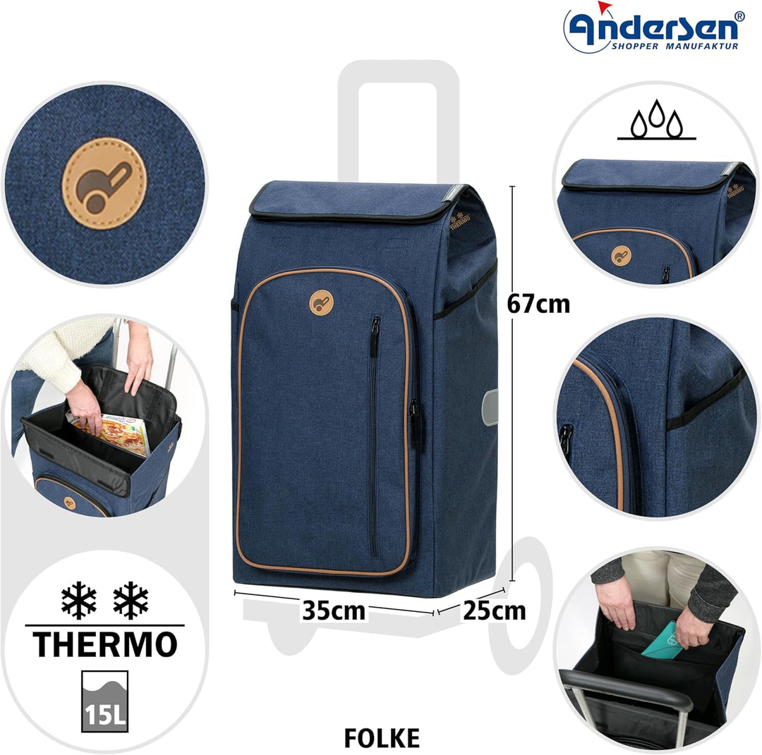 Andersen Einkaufstrolley - klappbar - 61 Liter - mit Kühlfach - belastbar 60 kg - Stahlgestell - Tro