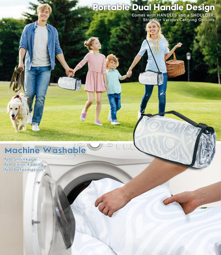 DEWUR Picknickdecke wasserdicht waschbar, Stranddecke Sandfrei XXL Campingdecke Strandmatte isoliert