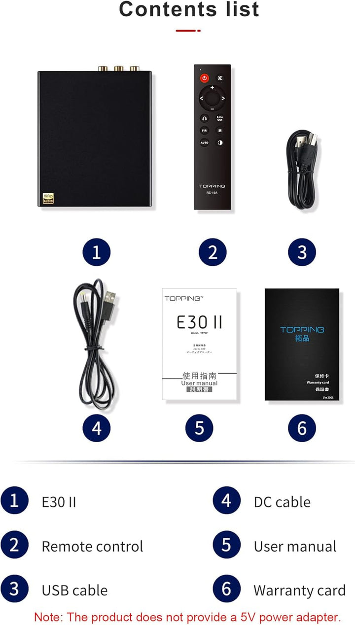 Topping E30 II Dual AK4493S Decoder DAC XU208 32bit/768k DSD512 Touch-Bedienung mit Hi-Res-Decoder m