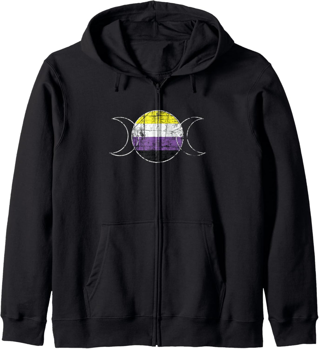 Nonbinäre Flagge Triple Moon Wicca LGBT Enby Witch Kapuzenjacke