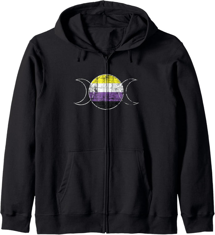 Nonbinäre Flagge Triple Moon Wicca LGBT Enby Witch Kapuzenjacke