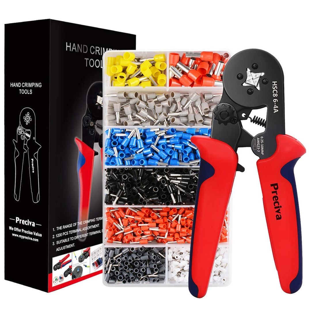Crimpzangen Aderendhülsen Set, Preciva Aderendhülsenzange mit 1200 stück Aderendhülsen Tool Kit 0,25