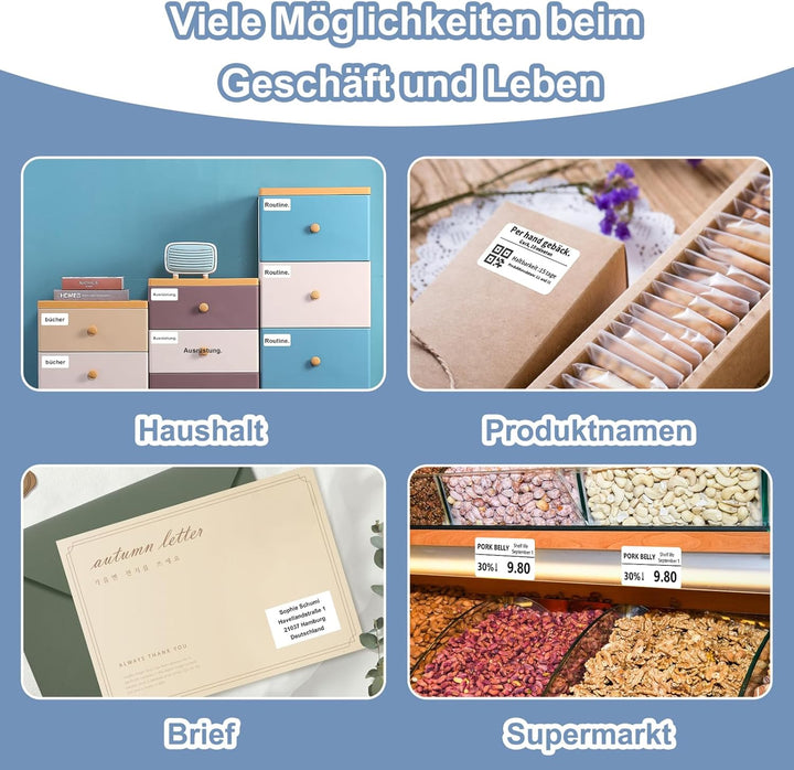 CLABEL 6 Rollen 2"*1" Weisse Etikettenband für 221B 220B 230B 320B Etikettendrucker Selbstklebend Th
