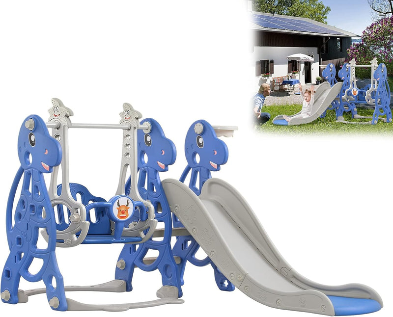 Aufun Rutsche Kinderrutsche, 4-in-1, Spielplatz mit Basketballkorb, extra Lange Rutsche, Schaukel, e