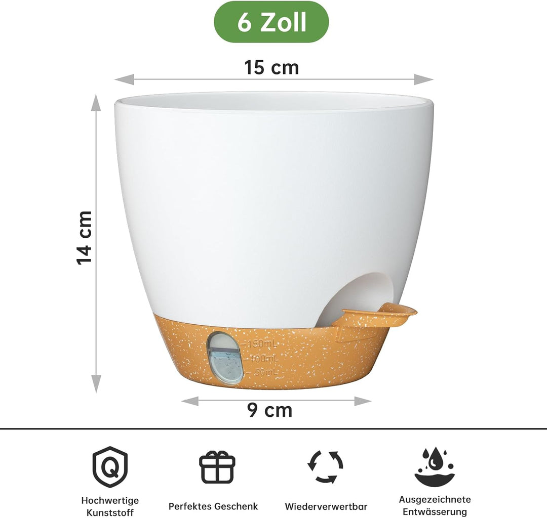 ZMTECH 15 cm Kunststoff-Pflanztöpfe mit Selbstbewässernde Pflanztöpfe mit Abflusslöchern und herausn