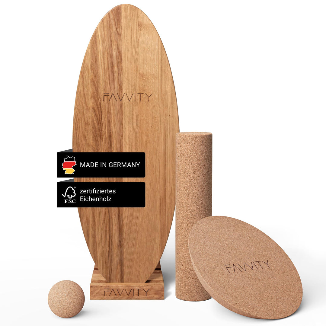Balance Board aus Eichenholz [Handgefertigt in Deutschland] FSC-zertifizierter Gleichgewichtstrainer