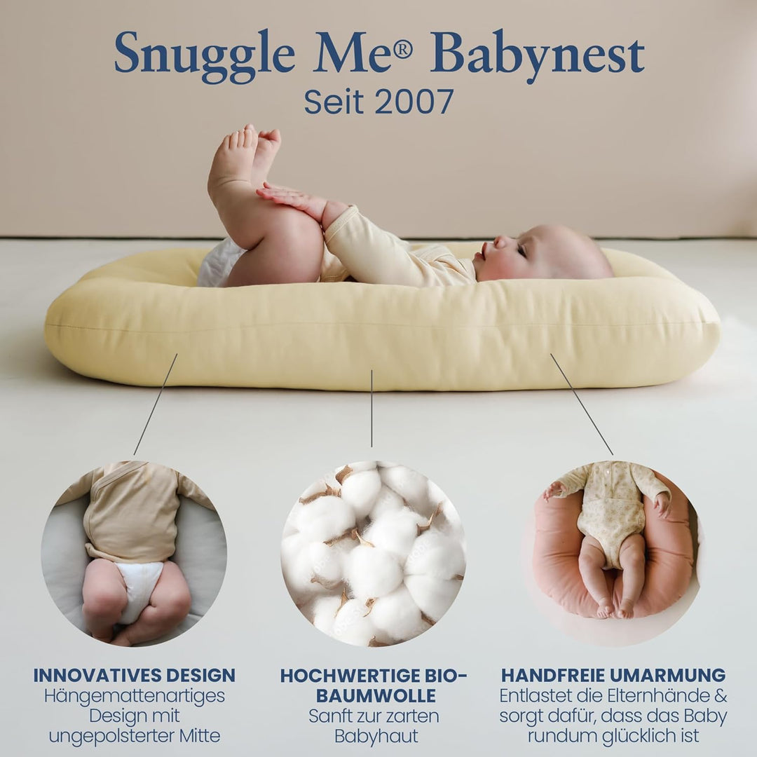 snuggle me® Babynest (0-9 Monate) - Premium Babynestchen Neugeborene, Weiche Bio-Baumwolle mit Fiber