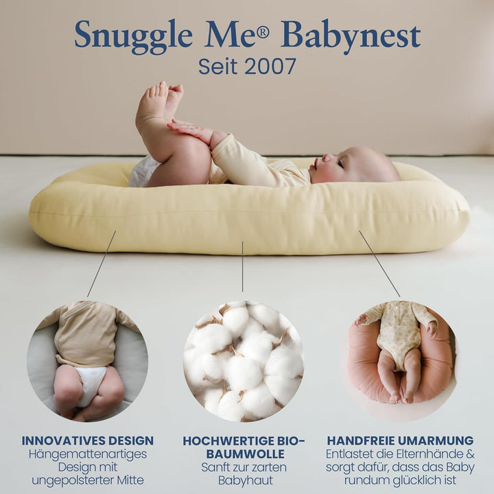 snuggle me® Babynest (0-9 Monate) - Premium Babynestchen Neugeborene, Weiche Bio-Baumwolle mit Fiber