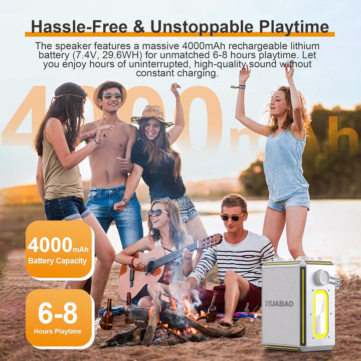 Tragbarer Bluetooth-Karaoke-Lautsprecher mit 2 kabellosen Mikrofonen, RGB-Beleuchtung, Höhen- und Ba