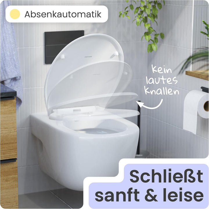 instmaier Helma | Toilettendeckel mit Absenkautomatik | Weiss | Ovale Form | Toilettensitz aus Durop