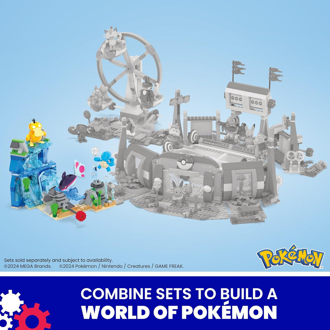 Mattel MEGA Pokémon Actionfigur-Bauspielzeug, Wasserabenteuer mit 319 Teilen und beweglichem Schiggy