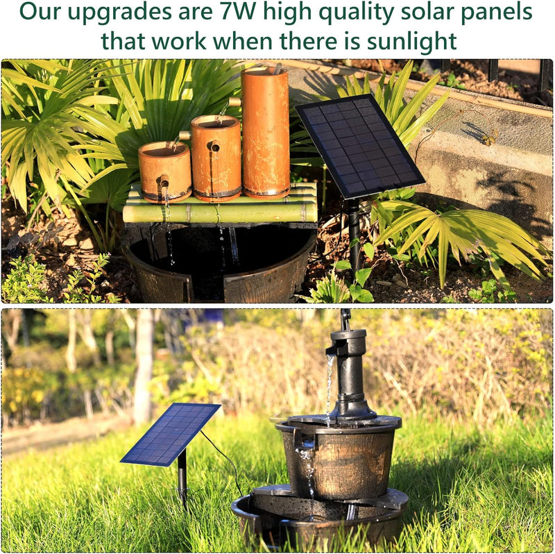 AMZtime 7W DIY Solar Springbrunnen mit 1,5M Wasserleitung und Pfahl, Upgrade Solar Teichpumpe Kit So