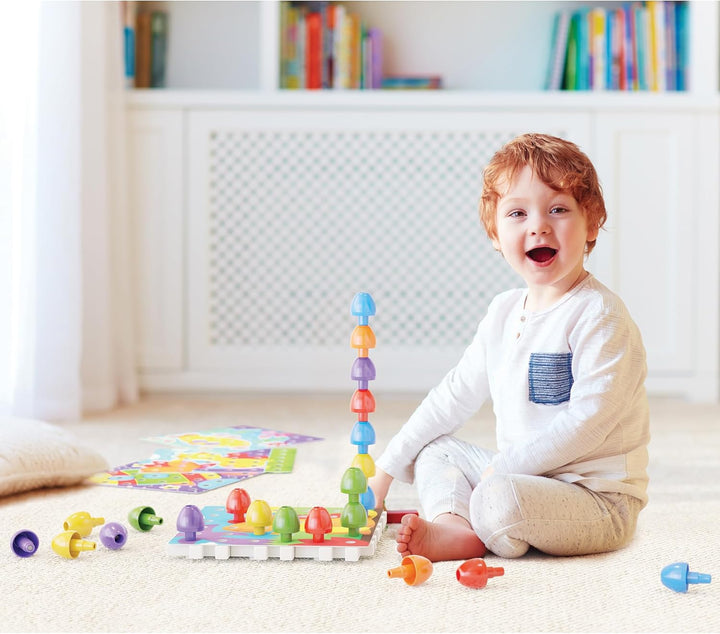 Quercetti Jumbo Peggy Montessori Spielzeug ab 2 Jahre, Mosaik Bastelset, 36 grosse Nägel und 9 Einst