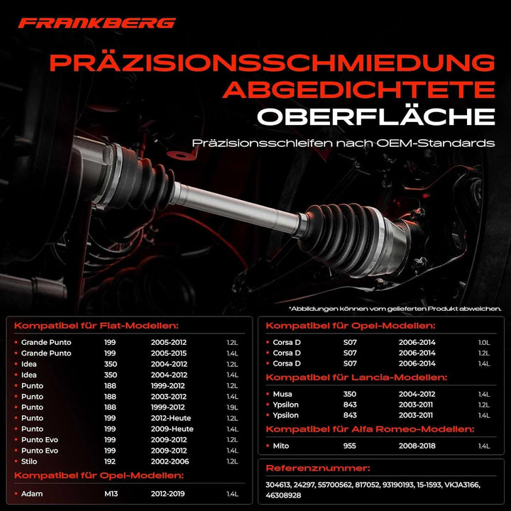 Frankberg Gelenksatz Antriebswelle Vorne Kompatible mit Mito 2008-2018 Grande Punto 2005-2012 Idea 2
