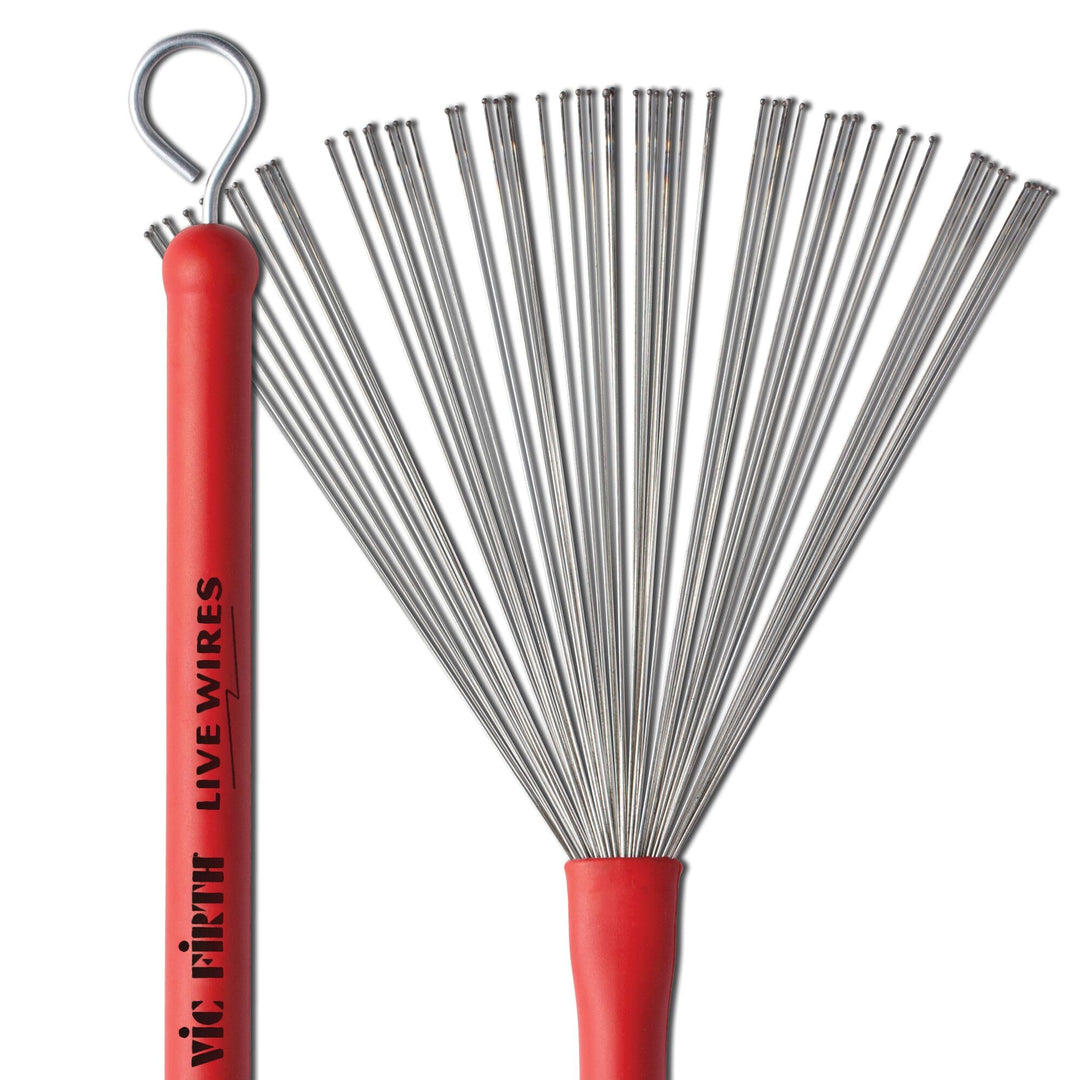 Vic Firth Live Wires Brush - Retractable - Red Handle Live Wires Single, Live Wires Single