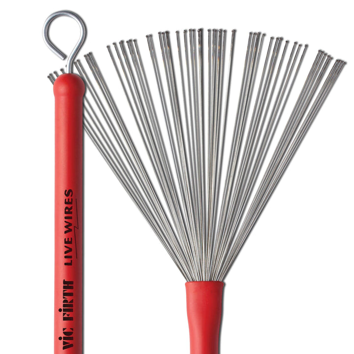 Vic Firth Live Wires Brush - Retractable - Red Handle Live Wires Single, Live Wires Single