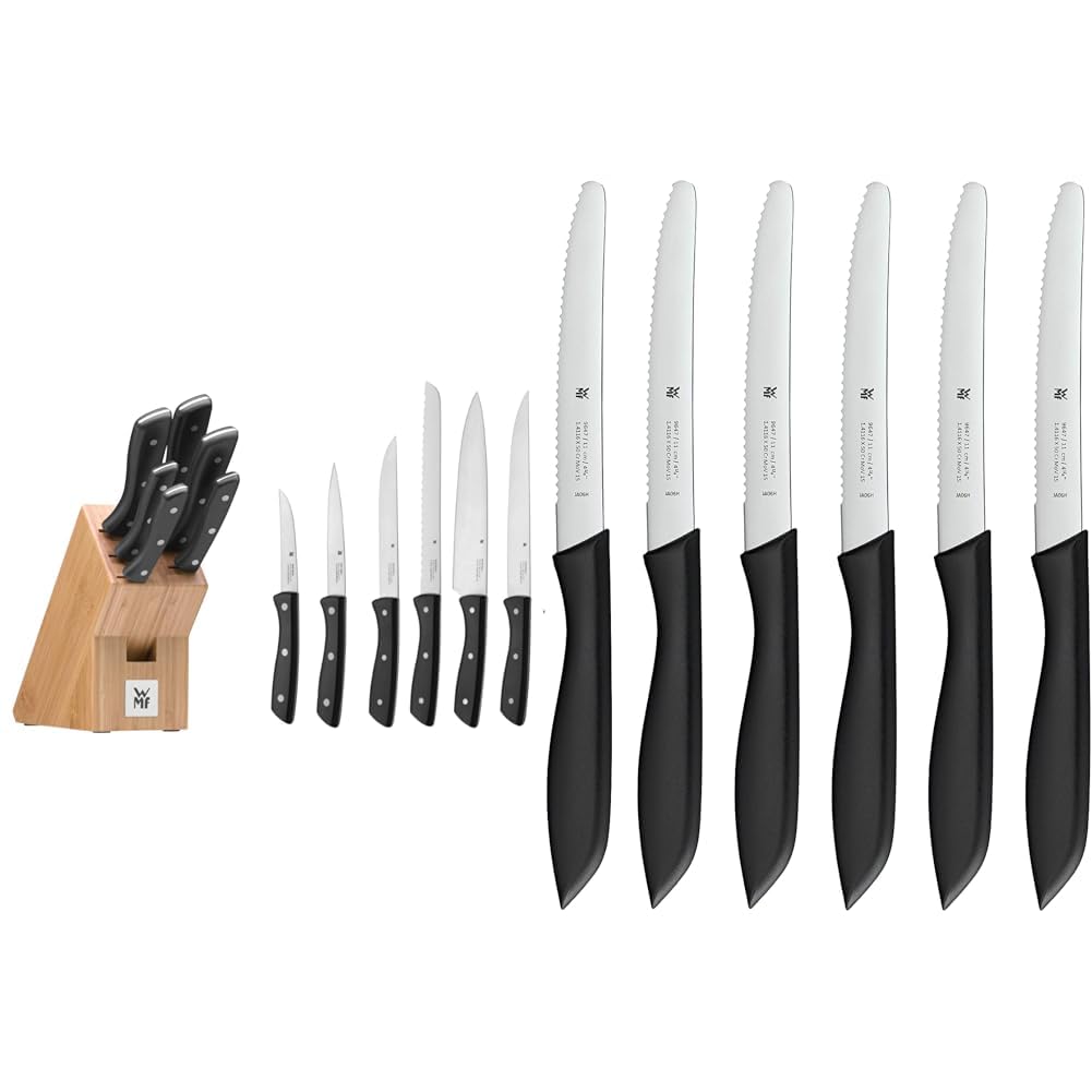 WMF Messerblock mit Messerset 7-teilig & Classic Line Frühstücksmesser Set 6-teilig, 23 cm, Brötchen