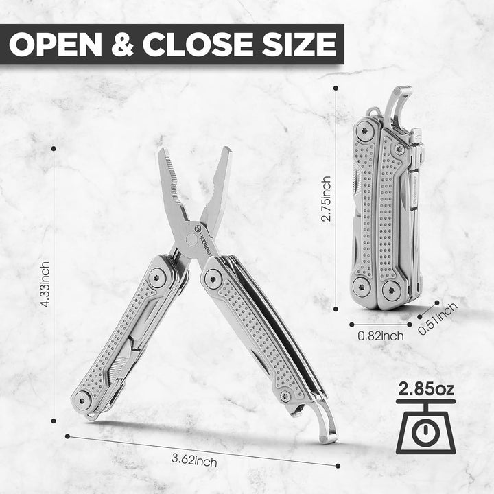 VIRENKNIFE Multitool, 11-in-1 Mini EDC Multitool, Geschenk für Männer, Multifunktionszange aus Edels