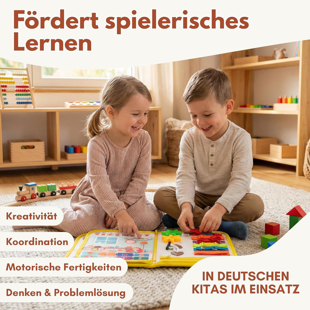 Lion’s Collection Montessori Busy Board Deutsch ab 3 Jahre – Busy Book & Activity Board für Kinder –