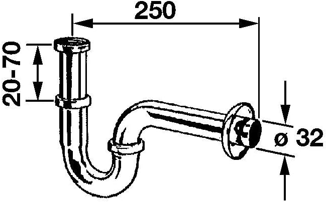 KLUDI Bad Sifone 1025005-00 Kludi 5/4" x 32 mm Röhrensiphon, 1 - Pack