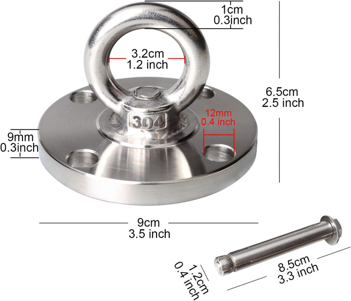TSSS Deckenhaken Schwerlast Hängematte Haken 500 kg Tragfähigkeit 304 Edelstahl Befestigungshaken Hä