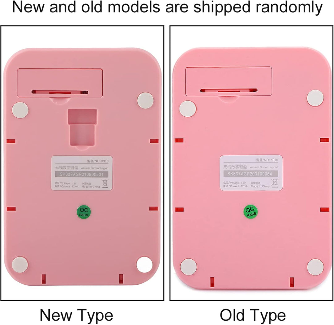 Dpofirs X910 Wireless Ziffernblock mit 18 Runden Tasten, Rosa wasserdichte USB-Ziffernblock Im Retro