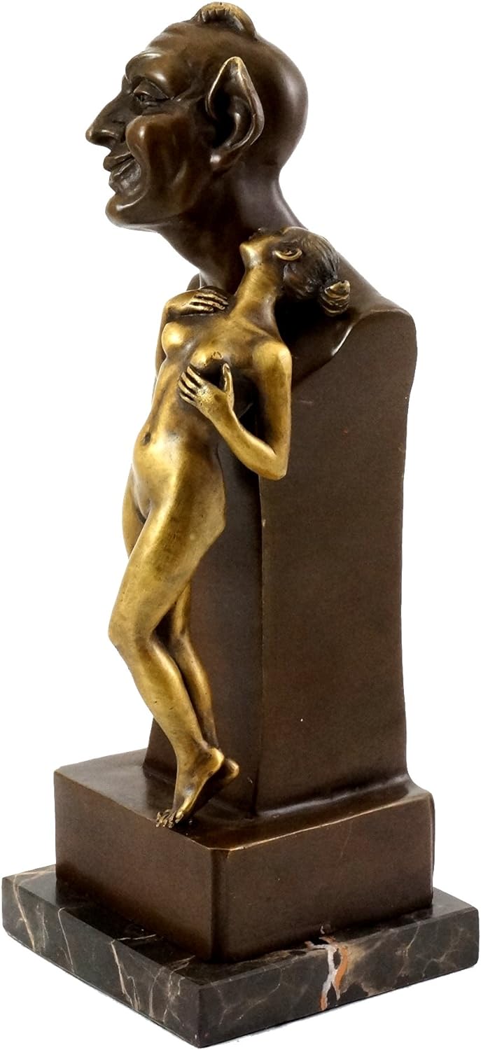 Bronzefigur - Akt Figur - Faun Büste mit Jungfrau - Wiener Bronze - Bergmann-Stempel - Vienna - Teuf