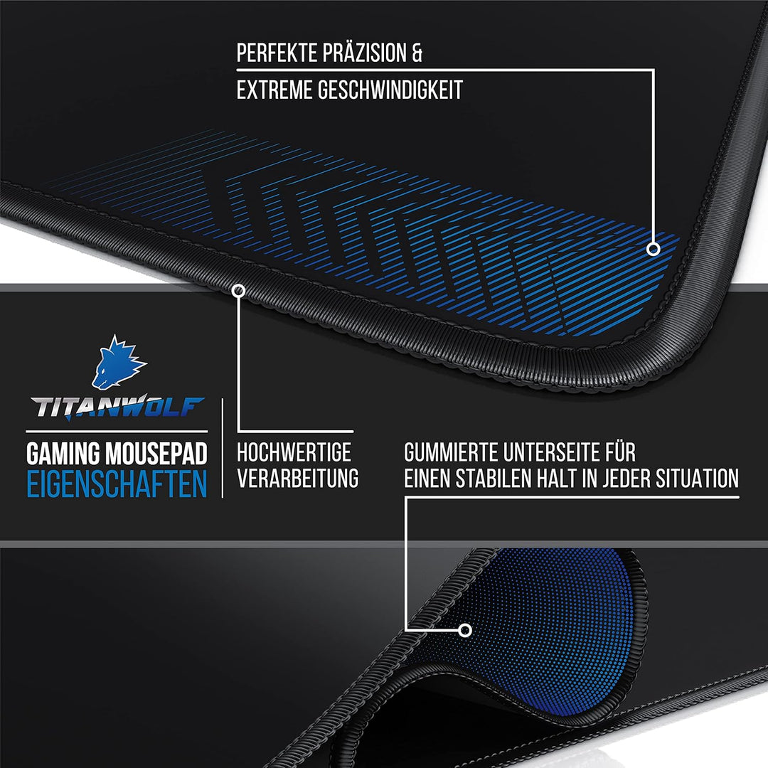 TITANWOLF - Übergrösse Mauspad Gaming 1000x400mm - XXXL Mousepad gross mit Motiv - Tischunterlage La