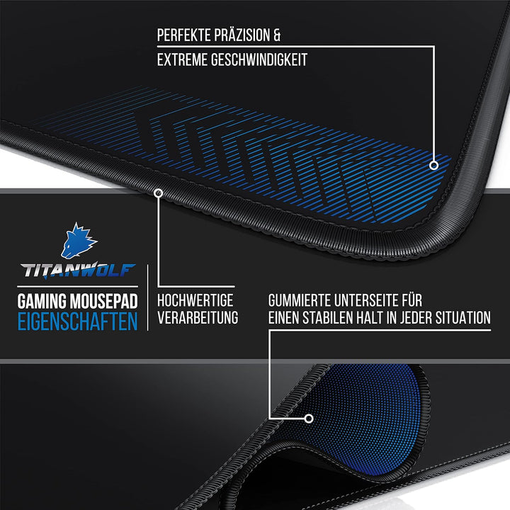 TITANWOLF - Übergrösse Mauspad Gaming 1000x400mm - XXXL Mousepad gross mit Motiv - Tischunterlage La