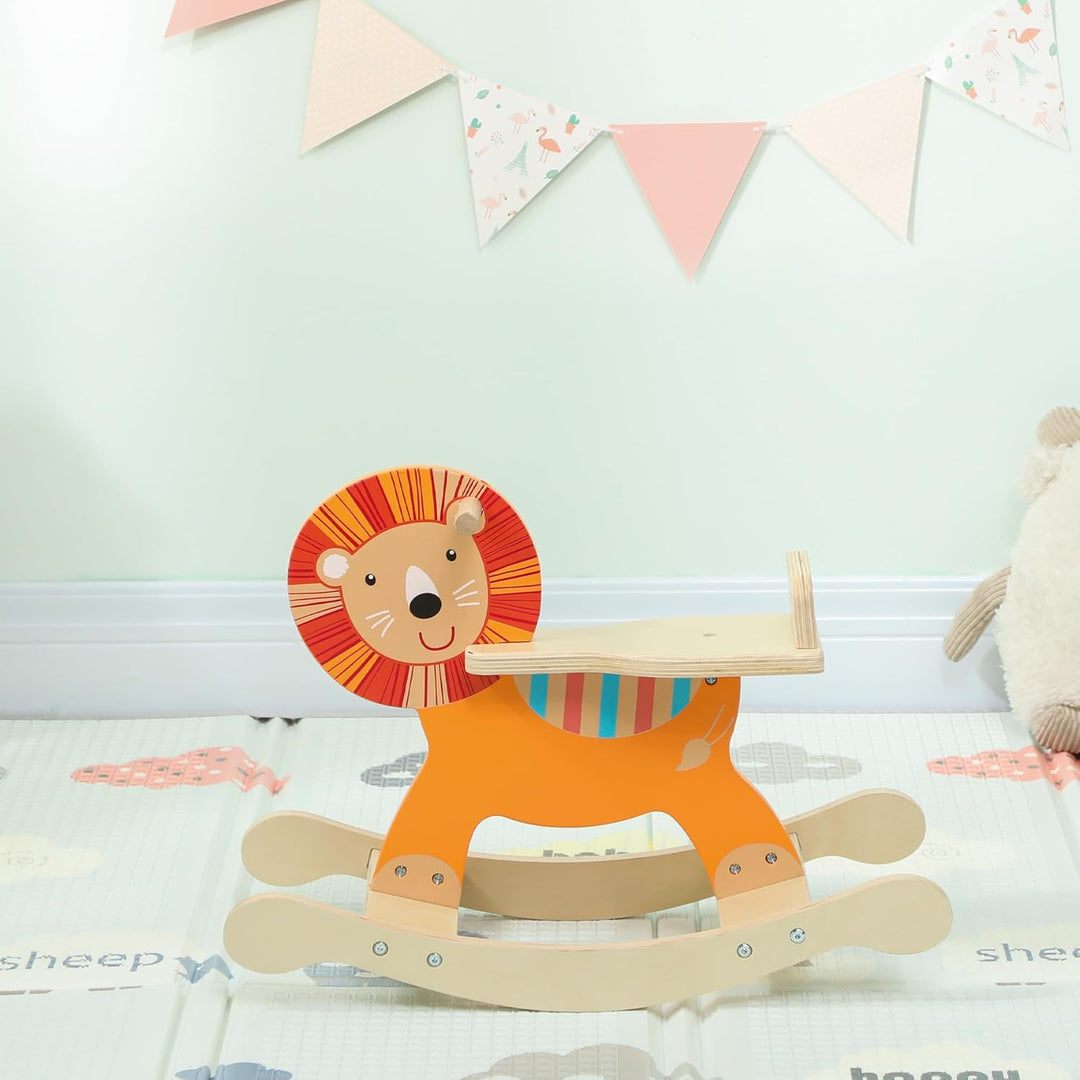 AIYAPLAY Schaukelpferd Holz, Kinder Schaukeltier mit Haltegriffen Schaukeltier Esel für Kinder von 2