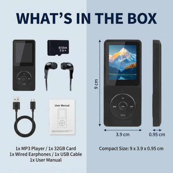 Bluetooth 5.3 MP3 Player mit Lautsprecher, 1,8 Zoll Bildschirm, Verlustfreier HiFi Bluetooth MP3 Pla