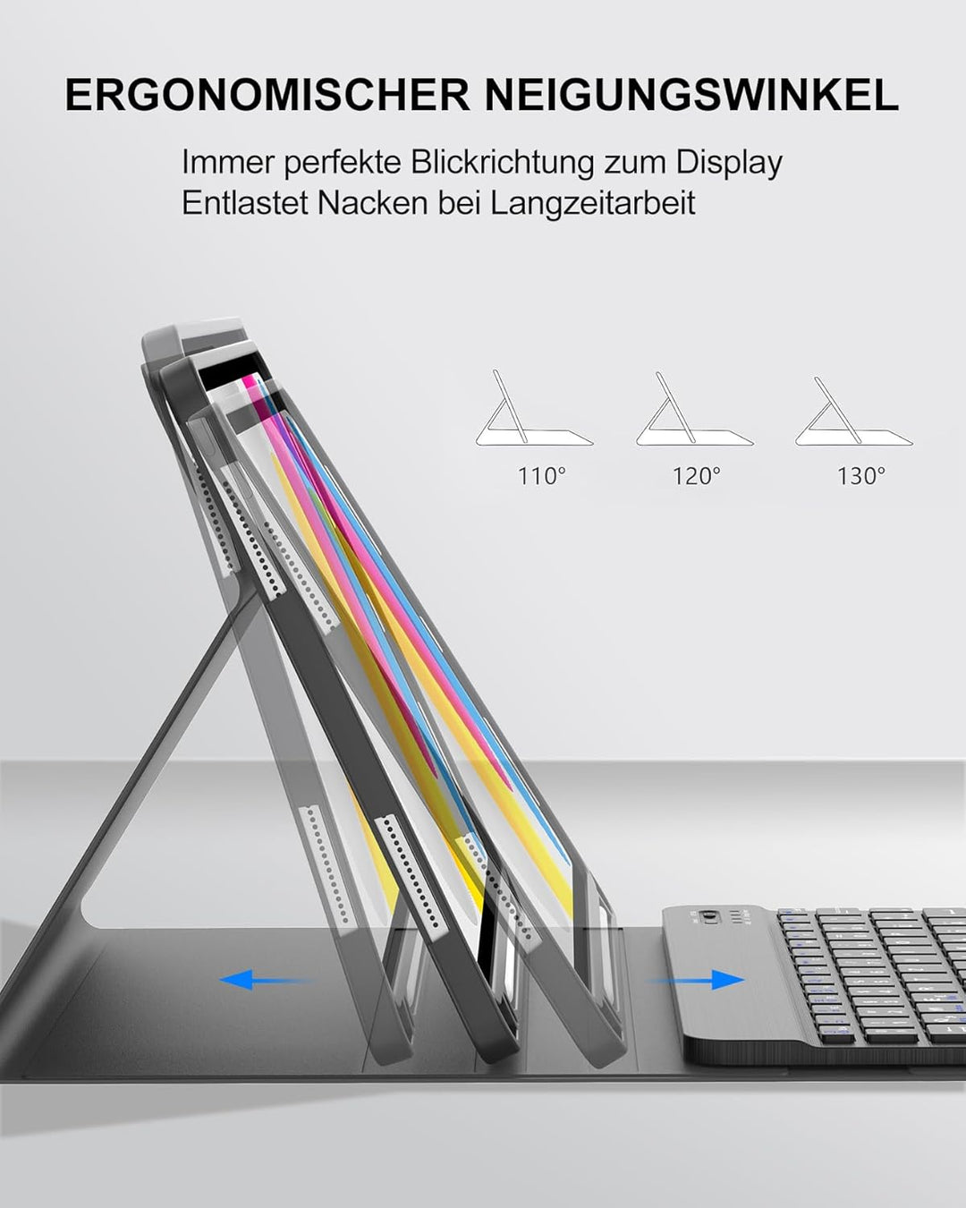 Hülle mit Tastatur für iPad 11/10 Generation (2025/2022, 11/10,9") – Bluetooth 5.0 Keyboard, QWERTZ