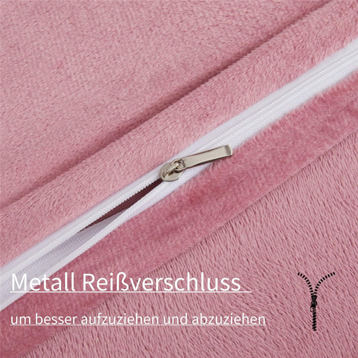 Boqingzhu Plüsch Bettwäsche 135x200cm 4Teilig Biber Rosa Altrosa Flanell Winter Warm Kuschelig Flaus