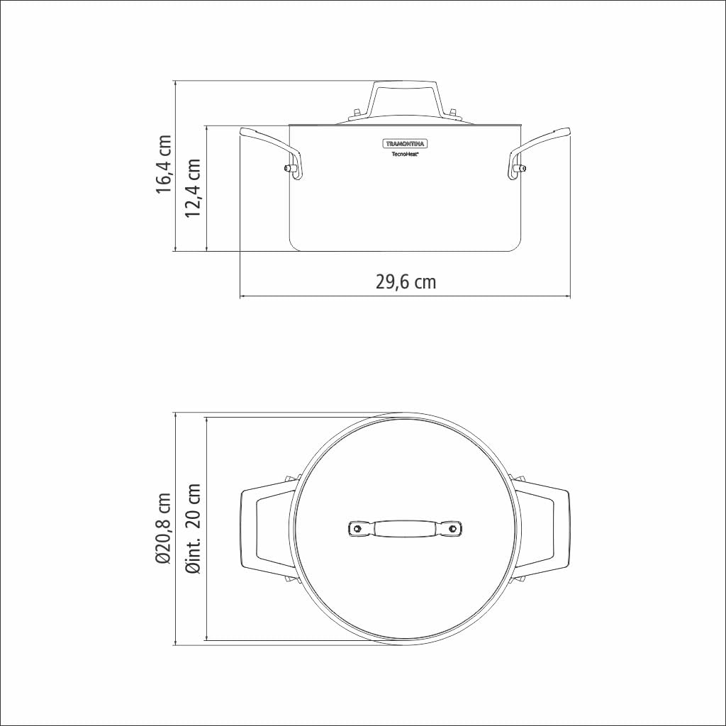 Tramontina GRANO Fleischtopf, ø 20cm 3,5 Liter, Edelstahl, Induktion, ofenfest Fleischtopf Ø20 cm, F