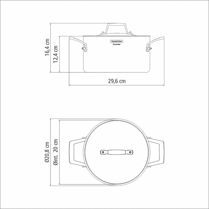 Tramontina GRANO Fleischtopf, ø 20cm 3,5 Liter, Edelstahl, Induktion, ofenfest Fleischtopf Ø20 cm, F