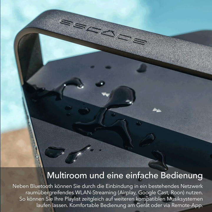 Escape P6 Air Outdoor Bluetooth Lautsprecher (IPX4 wetterfest, 60 Watt, 16h Akkulaufzeit, kabellos,