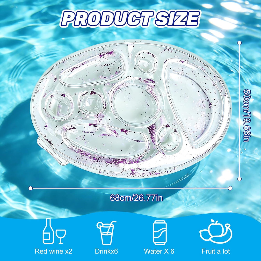 Ulikey Poolbar, 2in1-Getränke und Snackhalter, Transparent Aufblasbarer Getränkehalter Schwimmender,