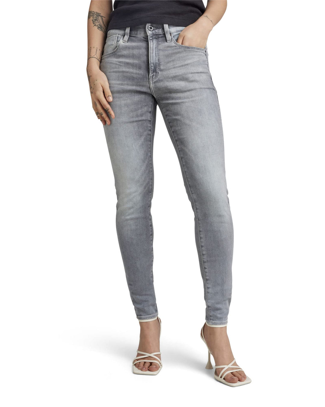 G-STAR RAW Damen Lhana Skinny Wmn Jeans 24W / 28L Grau (Sun Faded Glacier Grey D19079-a634-c464), 24