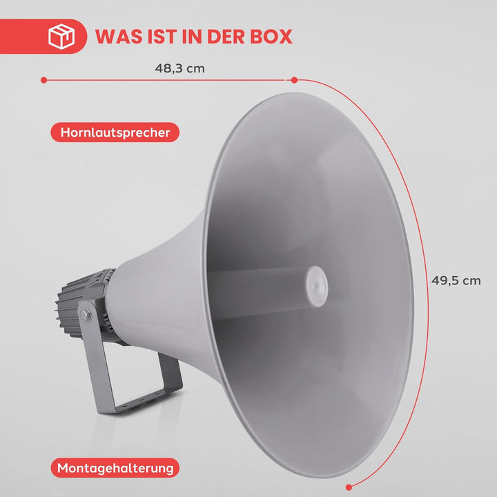 Pyle PA-Hornlautsprecher Innen/Aussen – Kompakter 50 cm Lautsprecher, 100 W, 400 Hz–5 kHz, 16 Ω, 100