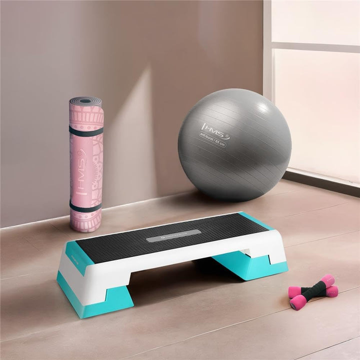 HMS Premium Aerobic‑Steppbrett AS007 | Höhenverstellbares Fitness‑Step | 82,5×27cm Trittfläche | 3‑S