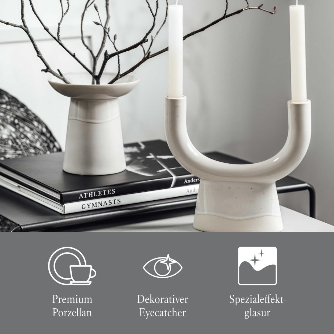 like. by Villeroy & Boch – Winter Glow Kerzenhalter U-Form, Weihnachtsdeko aus Premium Porzellan, Ke