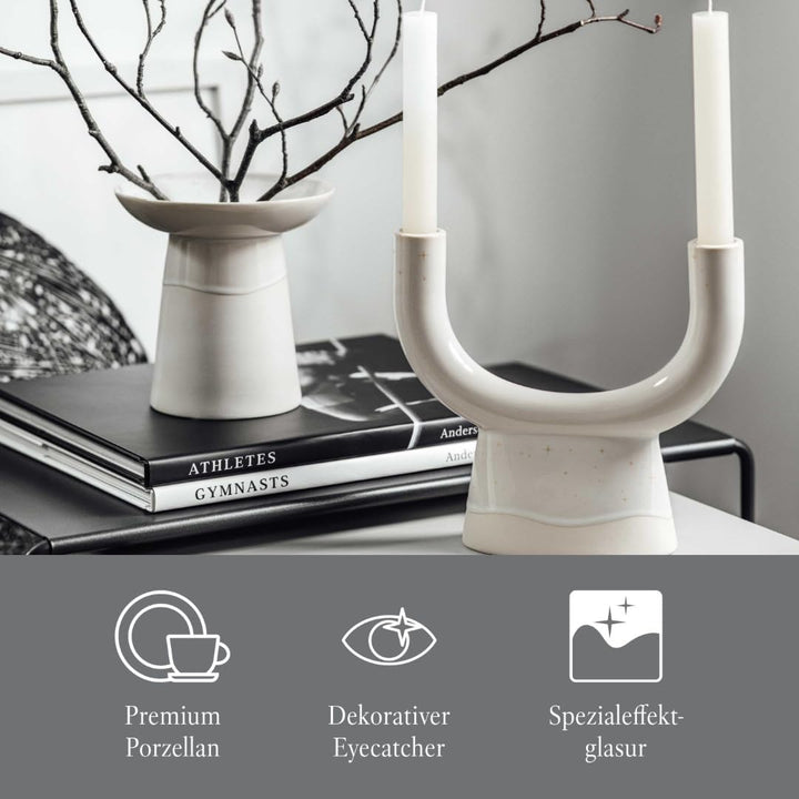 like. by Villeroy & Boch – Winter Glow Kerzenhalter U-Form, Weihnachtsdeko aus Premium Porzellan, Ke